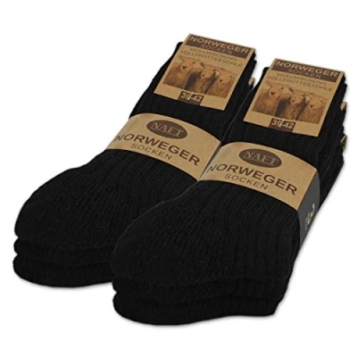 Image of sockenkauf24 6 Pairs Norwegian Socks with Wool Men Women Winter Black Grey Anthracite (6 8, Black)