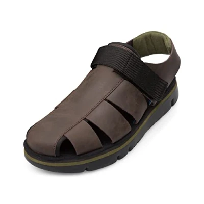 Image of Camper Oruga Sandals, Men&#039;s, Size: 6, Dark brown Leather