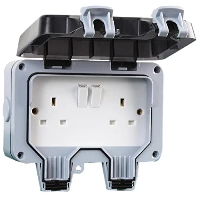 Image of PRO ELEC PELB1120 Outdoor DP Switched Socket, 2 Gang, 13A, IP66