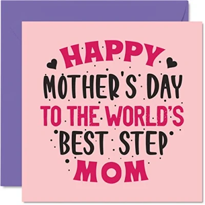 Image of Step Mom Mothers Day Card World&#039;s Best Novelty Happy Mother&#039;s Gifts from Son Daughter, 145mm x Mom&#039;s Greeting Cards for Mama Mum Mam Mammy Mommy