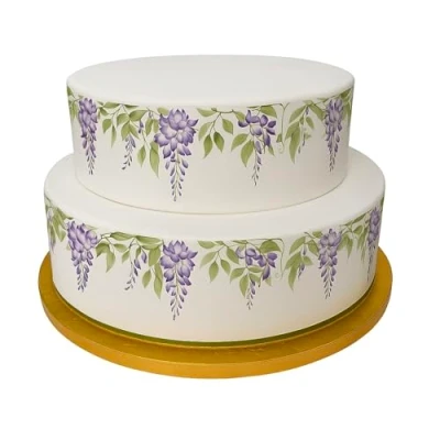 Image of Edible Decor Sheet Wisteria Flower Cake Border Ribbon Perfect for Larger cakes Easy to Use