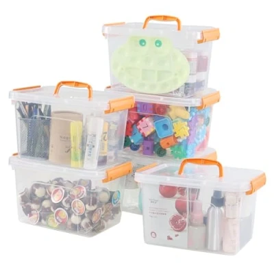 Image of Farmoon 5L Small Storage Box with Handle, Plastic Kitchen Stackable Box, Pack of 6