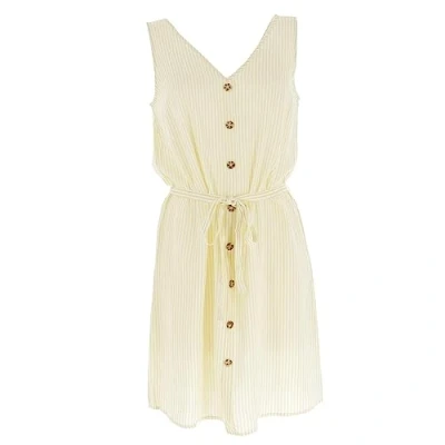 Image of VERO MODA Women&#039;s Vmbumpy SL Short Dress WVN Noos, Snow White/Stripes: lemom Meringue, XL