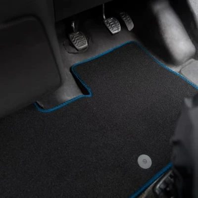 Image of Carpet Floor Mats for the Ford Transit (2006 2014) [Note: Only Suitable Models with Double Front Passenger Seat.] Van Accessory Tailored fit, Granulated Anti Slip Layer &amp; Blue Binding