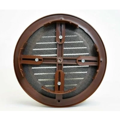 Image of Brown Round Air Vent Grille with Duct Connection/Flange from 95mm up to 150mm.