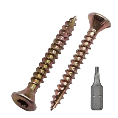 Image of SKIR&#039;CO (200 pcs) Zinc Plated Steel 3.0 x 25 mm Yellow Wood Screws, Countersunk Head, Torx Type 17, Chipboard Screws