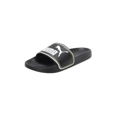 Image of Puma Unisex Leadcat FTR Slide Sandal, Black Team Gold White, 3 UK