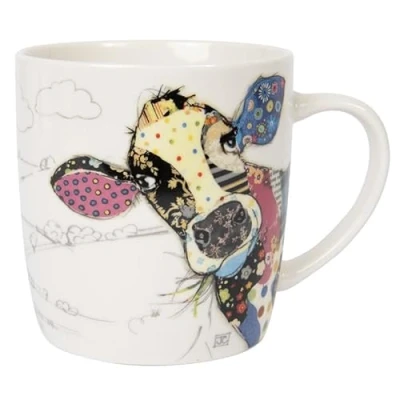 Image of Lesser &amp; Pavey British Designed Barrel Coffee Mug Ceramic Mugs for Home or Work Large Hot Drinks Connie Cow Tea and Cups Bug Art