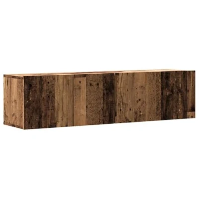 Image of vidaXL wall mounted tv cabinet old wood floating stand with ample storage engineered 120x30x30cm