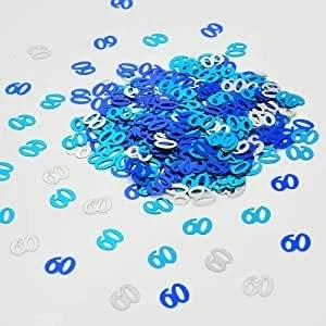 Image of LGT Blue and Silver Number Age Birthday Confetti. Perfect for Parties, Celebrations Events. Table Scatter, Sequins, 18,21,30,40,50,60. (Blue 60 Confetti)