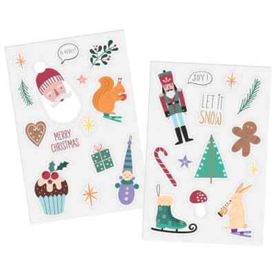 Image of Folat 63781 Window Stickers Symbols Holly Jolly 27 Pieces Colors Decorations Christmas Photo Party Accessories, Multicolored