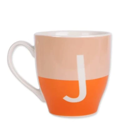 Image of FabFinds Hugga Mug with Initials Classic Black and White Ceramic Large Gift Coffee Cups 500ml (H11cm X W11cm) (Approx.) (J Two Tone)