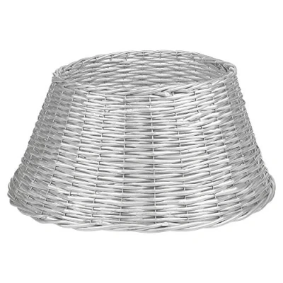 Image of URBNLIVING Christmas Natural Large Willow Wicker Woven Rattan Tree Skirt Base Cover Stand (Silver)