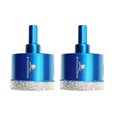 Image of Dry Diamond Core Drill Bit Set,BRSCHNITT 2pcs 45mm Hole Saw with Triangle Shank for Porcelain Tile Ceramic Stone Granite Marble