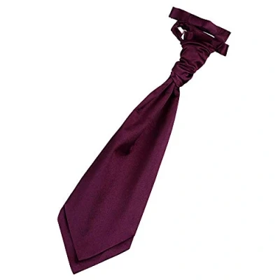 Image of DQT Men Pre Tied Plain Satin Wedding Scrunchie Cravat Plum