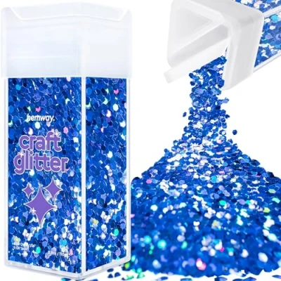 Image of Glitter for Craft Shaker Sapphire Blue Holographic Resin Tumblers Cards Christmas Jewellery Candle Super Chunky Nail Face Cosmetic 110g / 3.9oz