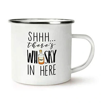Image of Shhh There&#039;s Whisky in Here Retro Enamel Mug Cup