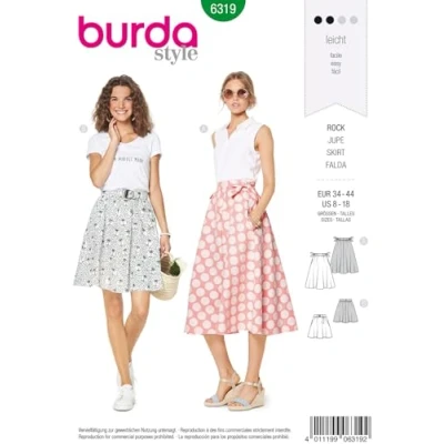 Image of Burda Sewing Pattern 6319 Misses Bell Shaped Skirt 8 18