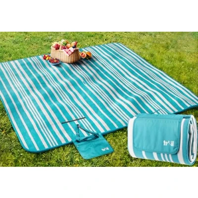 Image of Trail Large Picnic Blanket, Soft Fleece Rug, Waterproof Backing, Foam Insulation, Fleecy Top, Parasol Slit, Peg Points, Cover with Strap, Portable Camping Garden Beach Mat (Turquoise 2m x 2m)