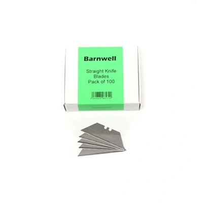 Image of Barnwell Pack of 100 Straight Utility Trimming Knife Blades Made in UK for Carpet Roofing Dolphin Knives
