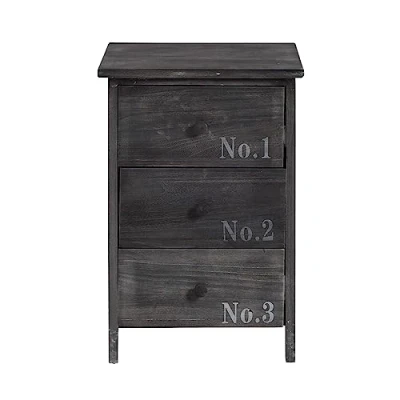 Image of Rebecca Mobili Bedside table Cabinet Chest of Drawers 3 Grey Wood White Storage unit Vintage Bedroom Bathroom 55 x 35 30 cm (H W D) Art. RE4191