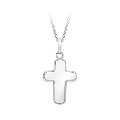 Image of Carissima Gold Women&#039;s 9ct White Cross Pendant on Curb Chain Necklace of 46cm/18&quot;