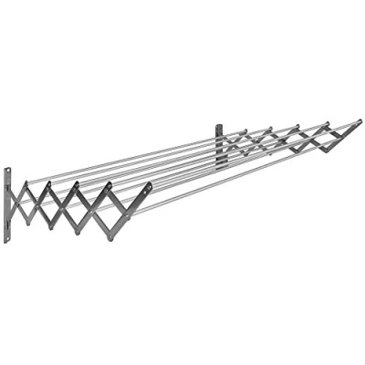 Image of Sauvic Extendable Wall Mounted Stainless Steel Clothes Airer with 10 Aluminium lines 160 cm