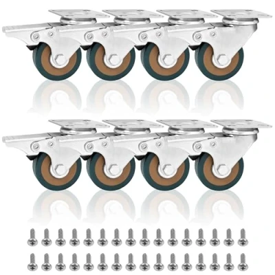 Image of Kurtzy Heavy Duty Castor Wheels (8 Pack) Rubber Furniture Wheels/Swivel Caster for Trolley 50mm Casters &amp;