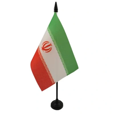 Image of AZ Flag Iran Table 4&#039;&#039; x 6&#039;&#039; Iranian Office 100% Polyester 15 10 cm Mini Desk with 10&#039;&#039; Pole and Black Plastic Base