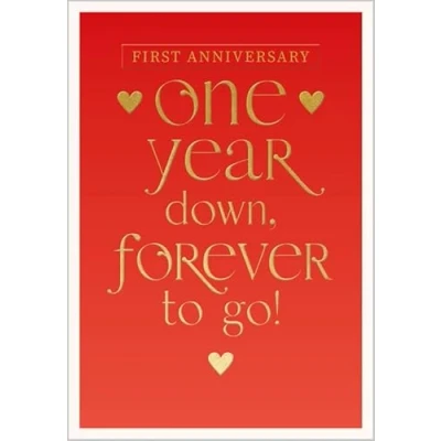 Image of Abacus Cards Milestone Wedding Anniversary Card First &#039;One Year Down&#039; Embossed with Foil Eco Friendly &amp; Recyclable