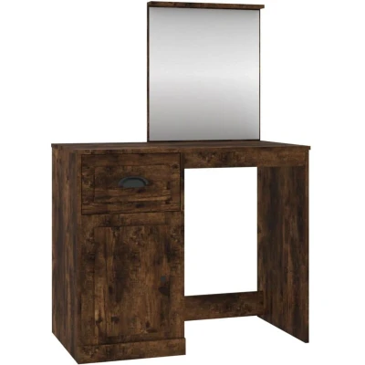 Image of vidaXL Dressing Table with Mirror Smoked Oak 90x50x132.5 cm Engineered Wood