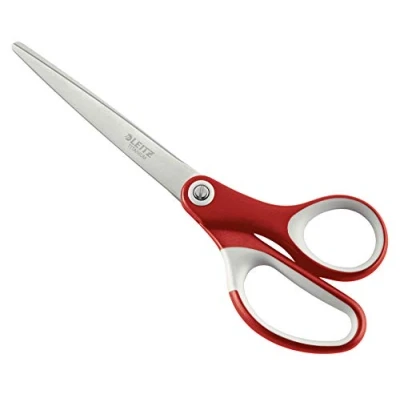 Image of Leitz Titanium Scissors, Right or Left Handed (Ambidextrous), 180 mm, Office Stationary, Ergonomic Handle, Red