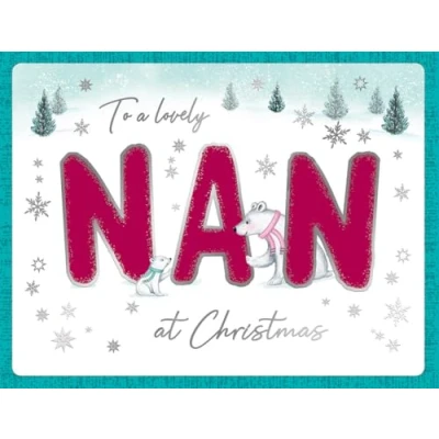 Image of Piccadilly Greetings Christmas Card To a Lovely Nan Type &amp; bears 8 x 6 inches
