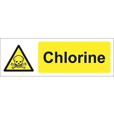 Image of Warning Chlorine Safety Sign Self Adhesive Sticker 150mm x 50mm