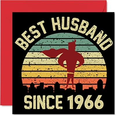 Image of 58th Anniversary Card for Husband from Wife Best Since 1966 I Love You Gifts, Happy Wedding Cards Partner, 145mm x Greeting Fifty Eighth Anniversaries