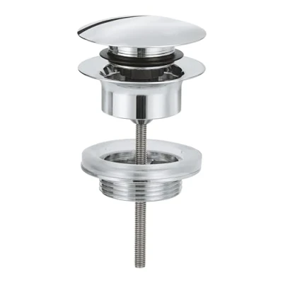 Image of GROHE Waste Set with Push Open Plug for Washbasins Overflow, Chrome, 65807000