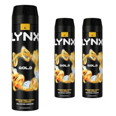 Image of Lynx XL Body Spray 48 Hours High Definition Men&#039;s Fragrance Protect from Sweat and Odour with the Unique Scent Masculine Deodorant for Men, 200ml (Gold, Buy 3)