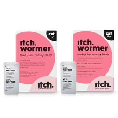 Image of Itch Worming Tablets for Cats 4 Tablet Treats Roundworms and Tapeworms Kills Worm Larvae