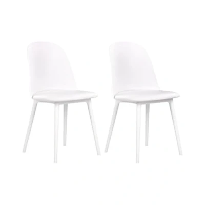Image of Beliani Modern Minimalist Living Room Set of 2 Dining Chairs Synthetic Padded Seat White Fomby