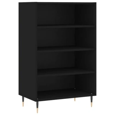 Image of vidaXL Engineered Wood Highboard Classy Black, Modern Style Storage Sideboard with Metal Feet, Perfect for Bedroom and Living Room Ample Shelving Organization