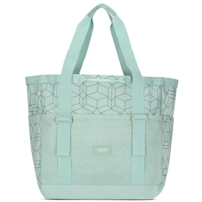 Image of LARKSON Beach Bag Mint Smilla Tote with Zip for Men &amp; Women Family Holiday, Sports, Swimming Shopping Made From Pecycled PET Water Repellent