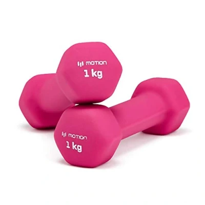 Image of Neoprene Dumbbell Hand Weights Pair Home Exercise for Women Men Arm Pilates Dumbbells in 1kg 1.5kg 2kg 3kg 4kg 5kg 8kg 10kg Set (1 KG, Pair)