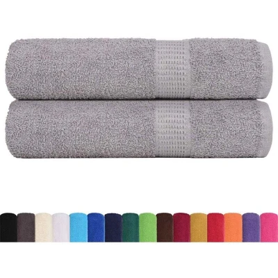Image of vidaXL Hand Towels 2 pcs Grey 50x100 cm 360 gsm 100% Cotton