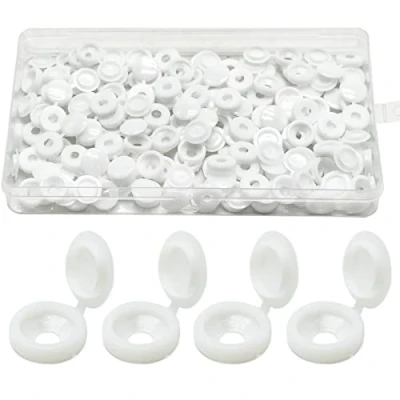Image of 100 Pcs Screw Cover Caps, Caps,White Caps,Screw Covers White,0.34 inch Plastic Hinged Covers, Snap on Replacement Decorative for M4 Screws