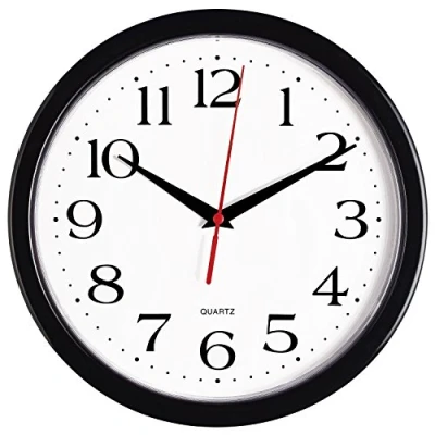 Image of Bernhard Products Black Wall Clock Silent Non Ticking 10 Inch Quality Quartz Battery Operated Round Easy to Read Home/Office/Kitchen/Classroom/School Sweep Movement