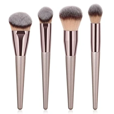 Image of 4pcs Professional Makeup Brush Set, Premium Synthetic Liquid Foundation Blending Powder Tapered Kabuki Brushes Cosmetics Applicator