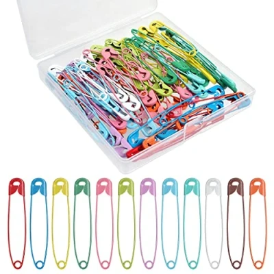 Image of YOYUSH 100 Pcs 55mm Safety Pins, Rust Resistant Large Strong Nickel Plated Steel Sewing Pins for Clothes DIY Crafts Jewelry Making Quilting Pinning(Multicolour)