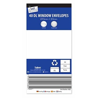Image of DL White Window Peel &amp; Seal ENVELOPES 40 Pack Document Office Stationery