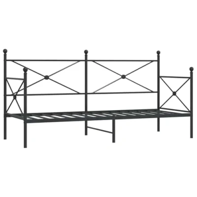 Image of vidaXL Day Bed/Sofa Sleeper with Storage Black Steel Frame, 80x200 cm, Modern Design