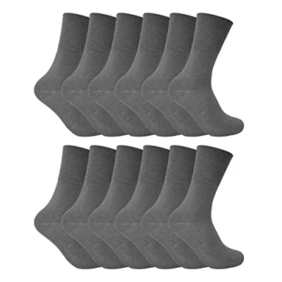 Image of 12 Pack Ladies Non Elastic Thermal Diabetic Socks Sock Snob Women Soft Top for Poor Circulation (4 8, Grey)